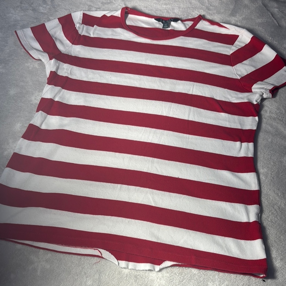 Lauren Red and White Striped Top